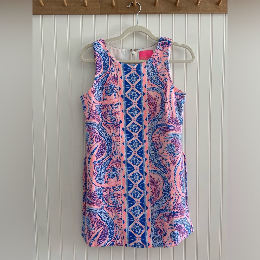 Lilly Pulitzer Donna Romper Coastal Blue Maybe Gator Pink White 2